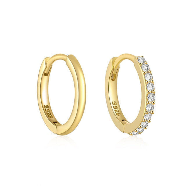 Pave Mini Huggie Hoop Earrings (Gold & Sterling Silver)