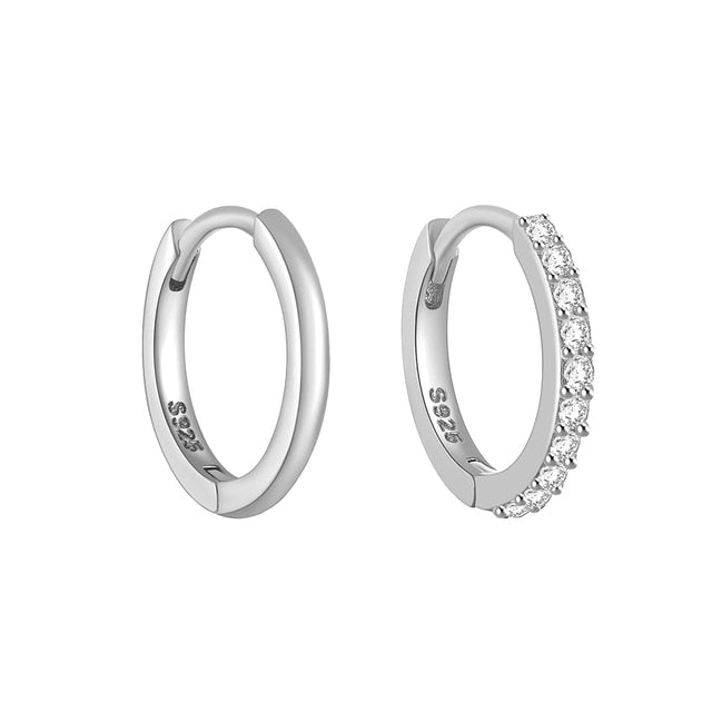 Pave Mini Huggie Hoop Earrings (Gold & Sterling Silver)