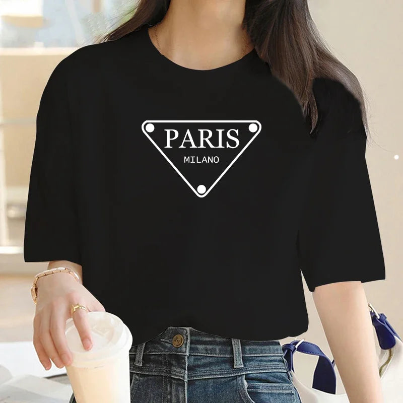 Paris Couture Kurzarm-Grafik-T-Shirt