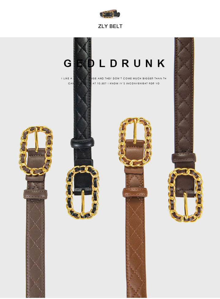 Brown & Gold Chain Buckle Belt