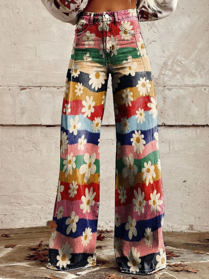 Retro Flower | Retro-Flared-Hosen