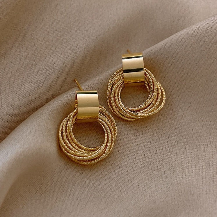 Retro Gold Mini Drop Stud Earrings