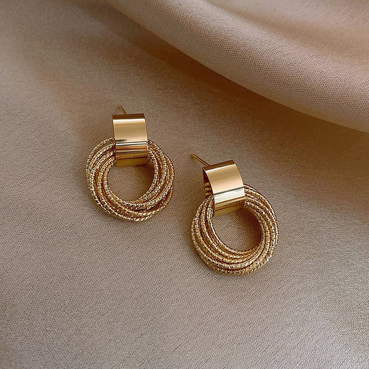 Retro Gold Mini Drop Stud Earrings