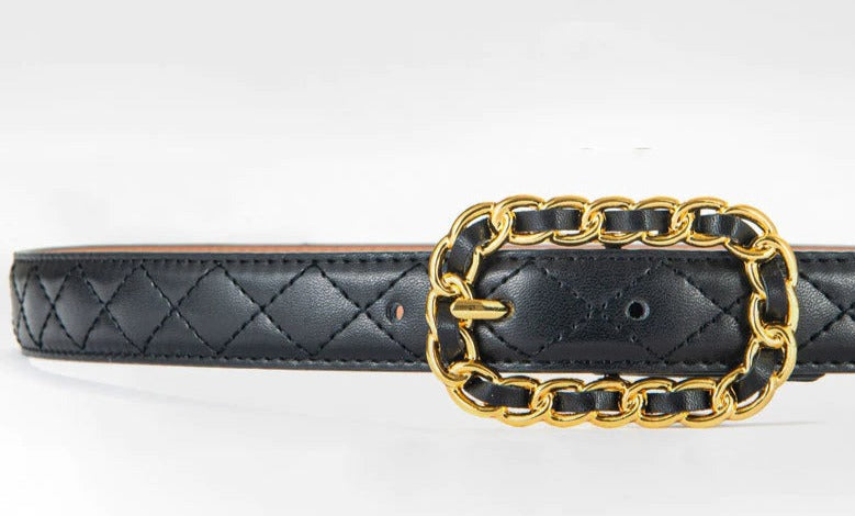 Black & Gold Chain Buckle Belt