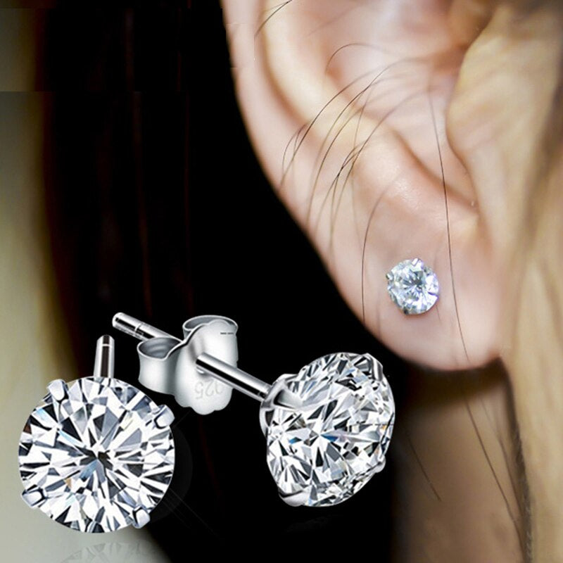 Round Solitaire Stud Earrings