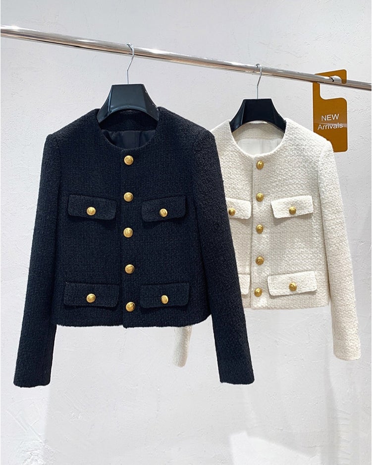 Tweed Gold Knopf Couture Jacke