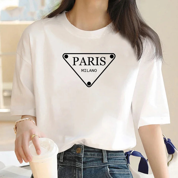 Paris Couture Kurzarm-Grafik-T-Shirt