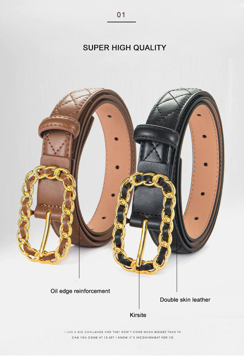 Brown & Gold Chain Buckle Belt