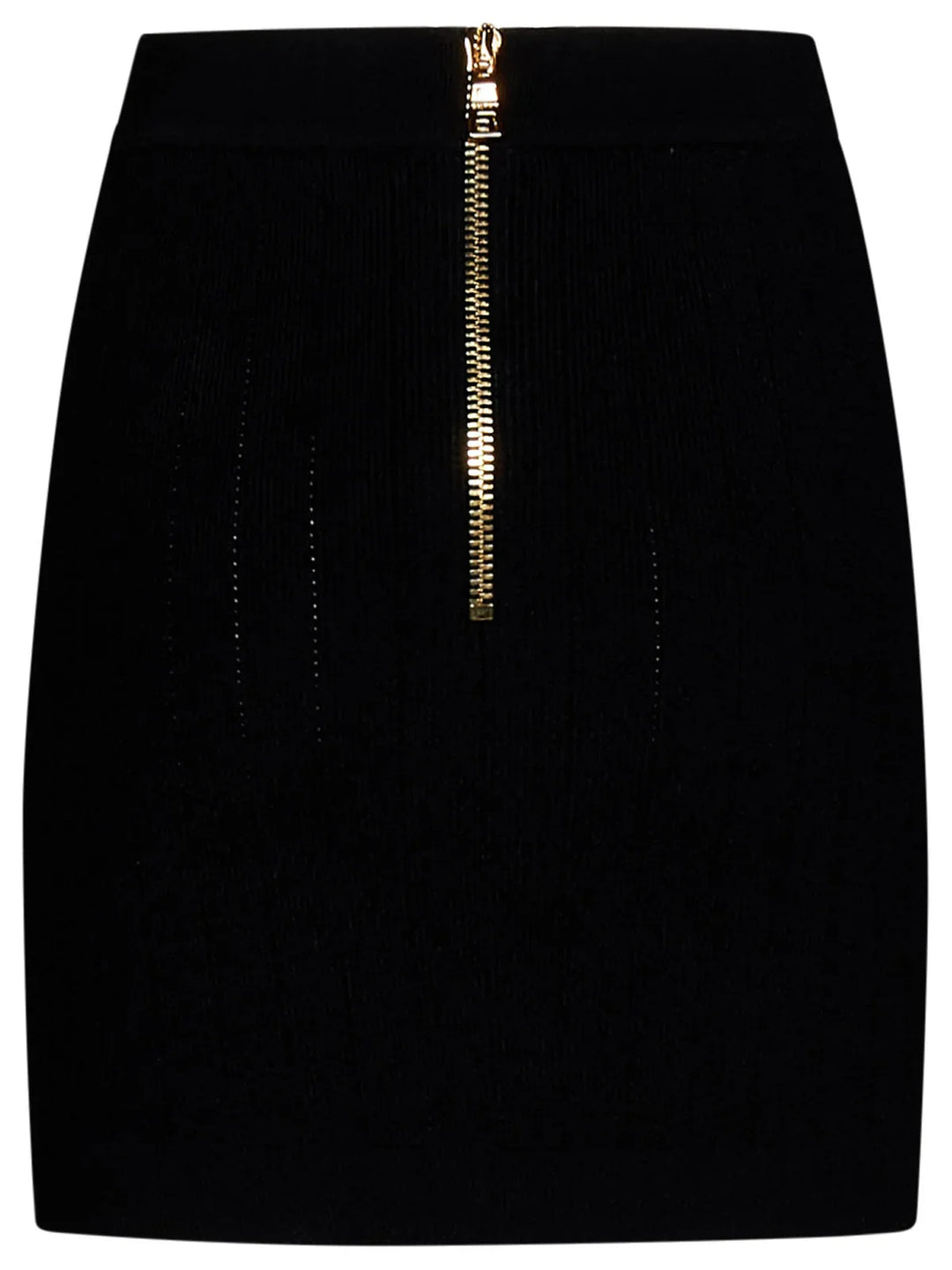 Black Knitted Gold Button Mini Skirt