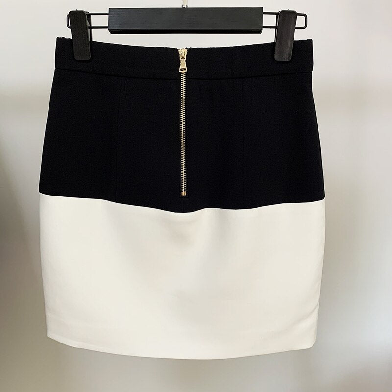 Black & White Gold Button Skirt