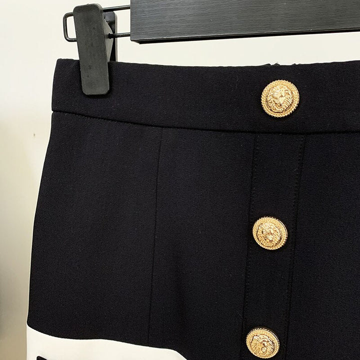 Black & White Gold Button Skirt