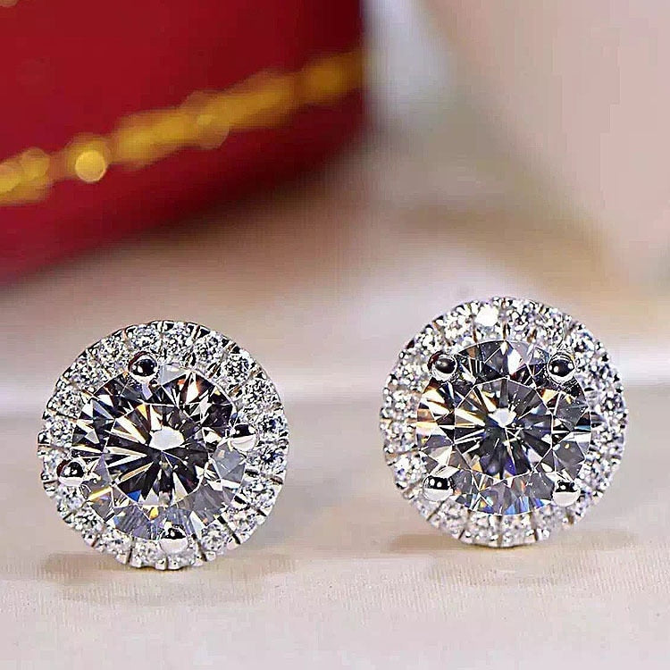 Classic Round Halo Stud Earrings