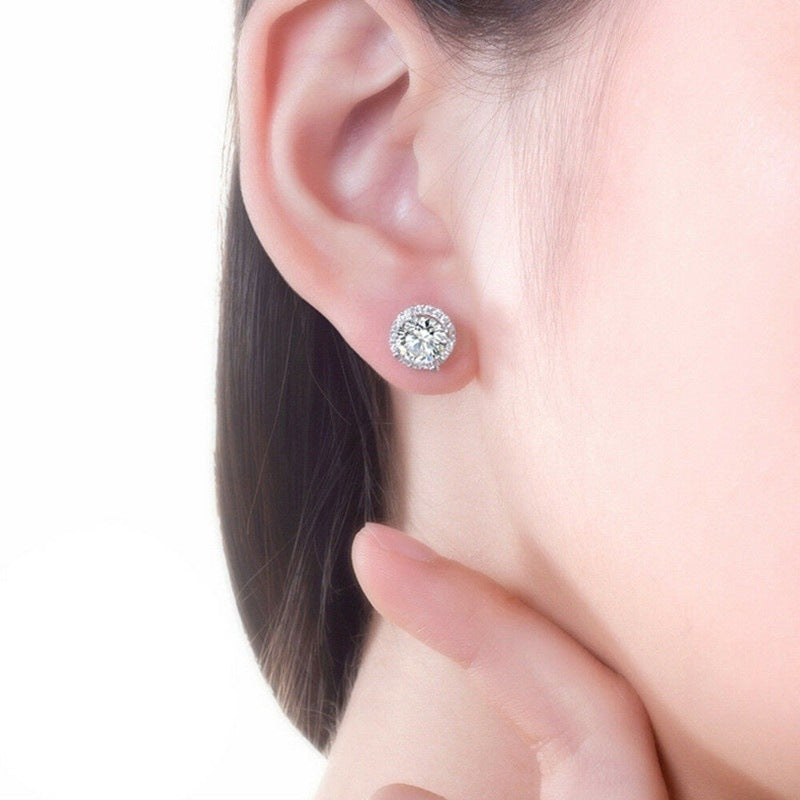 Classic Round Halo Stud Earrings