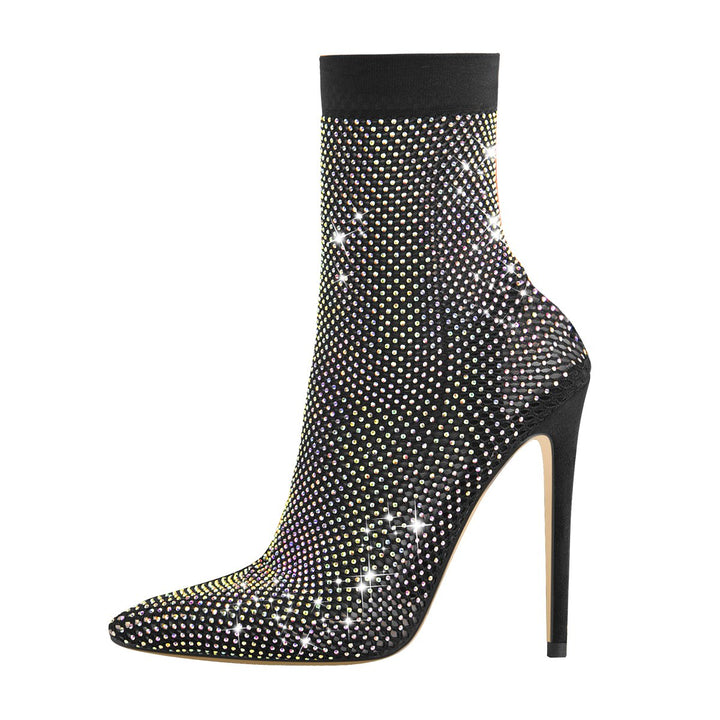 Crystal Rhinestone Embellished Sock Boots