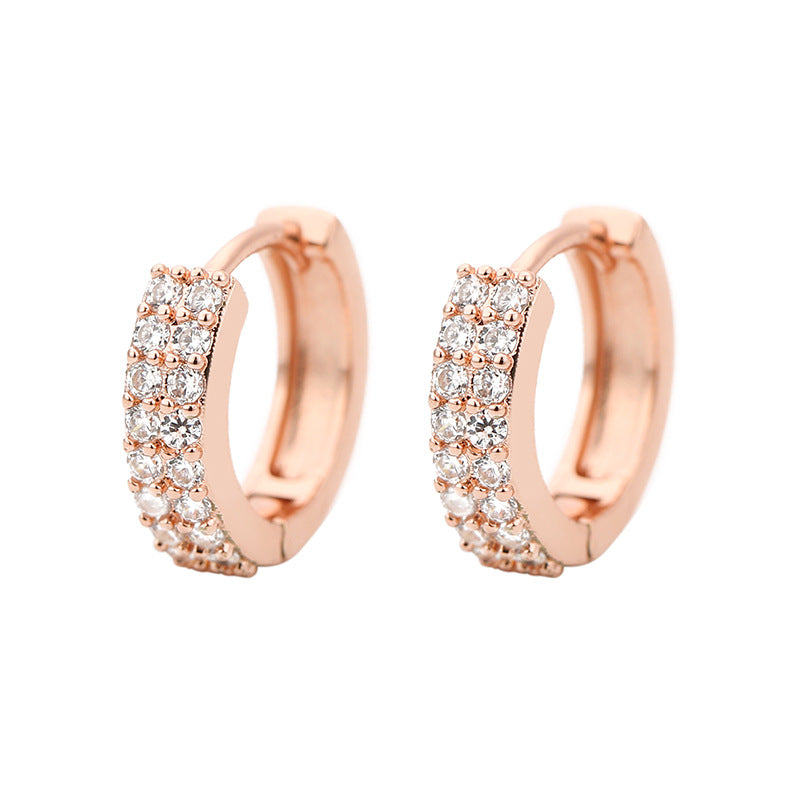 Rose Gold Double Pave Mini Huggie Hoop Earrings