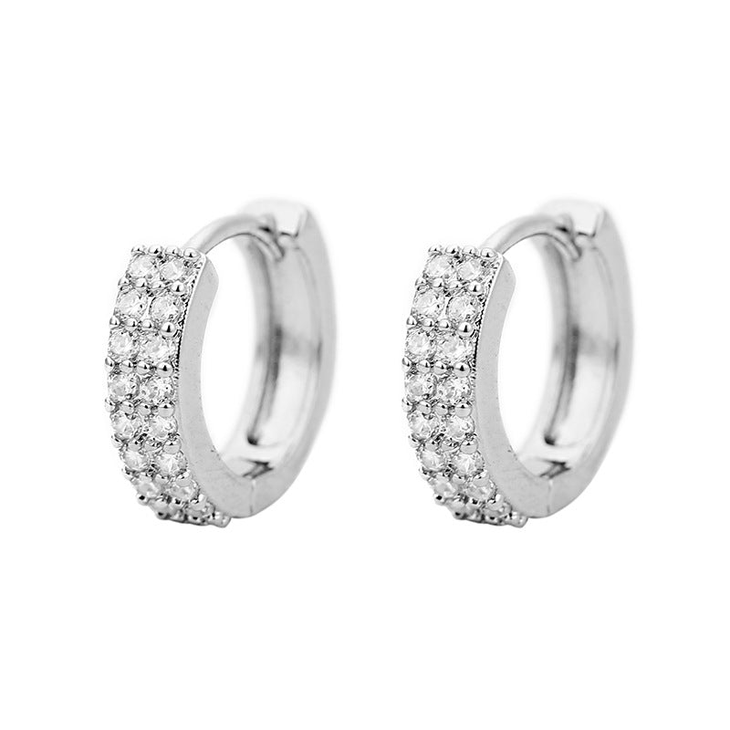 Sterling Silver Double Pave Mini Huggie Hoop Earrings