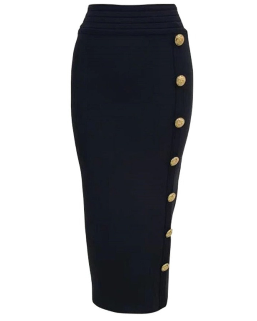 Gold Button Bandage Pencil Skirt