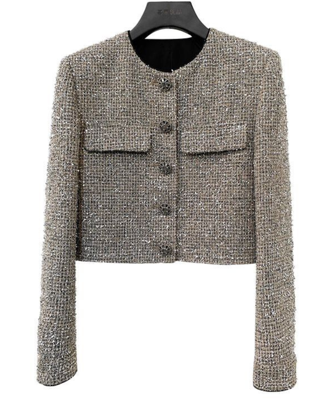 Grau gesprenkelter Tweed-Blazer