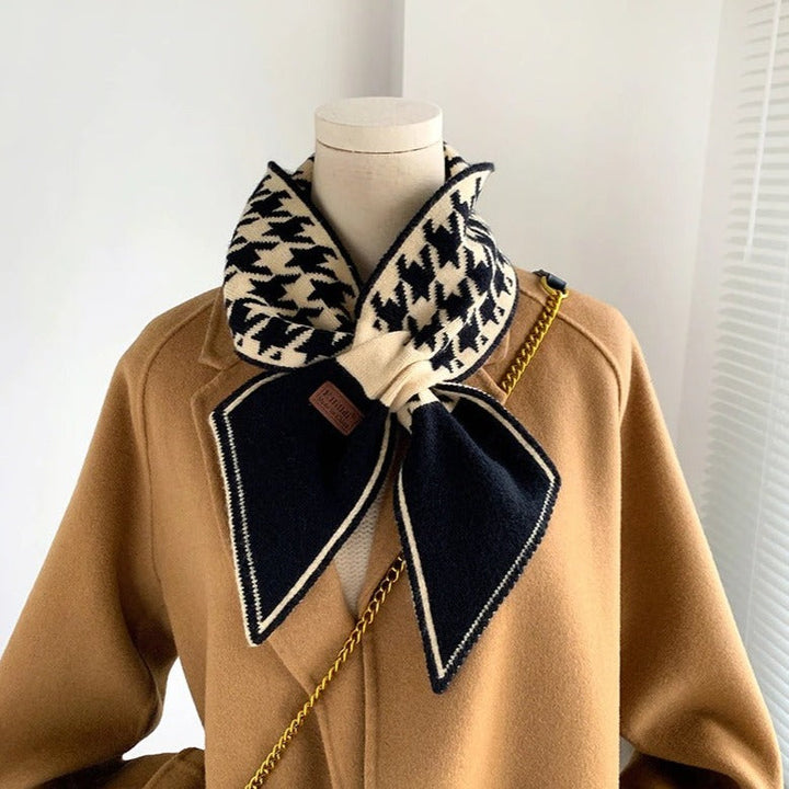 Houndstooth Cashmere Neck Tie/Bag Scarf