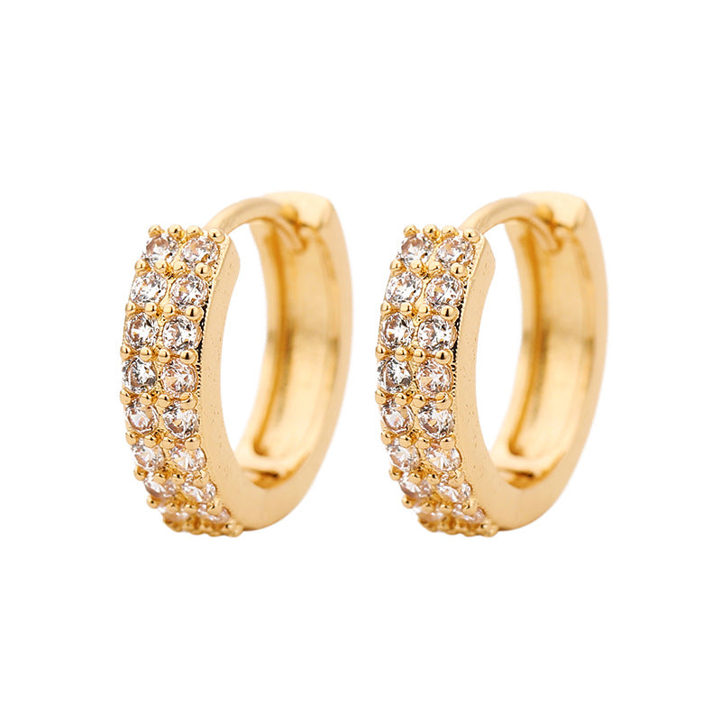 Yellow Gold Double Pave Mini Huggie Hoop Earrings