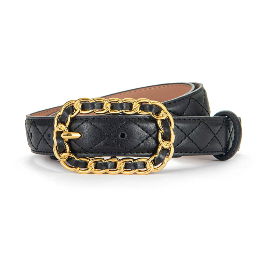 Black & Gold Chain Buckle Belt