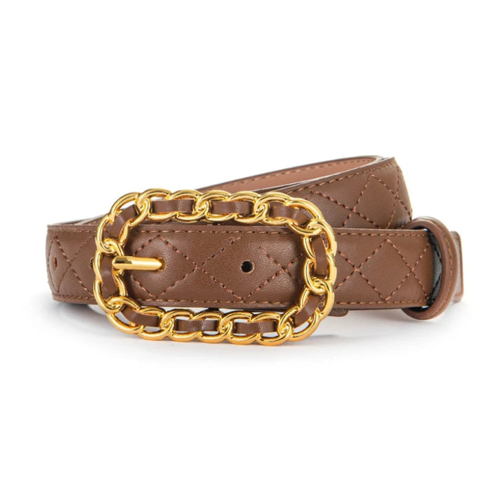 Brown & Gold Chain Buckle Belt