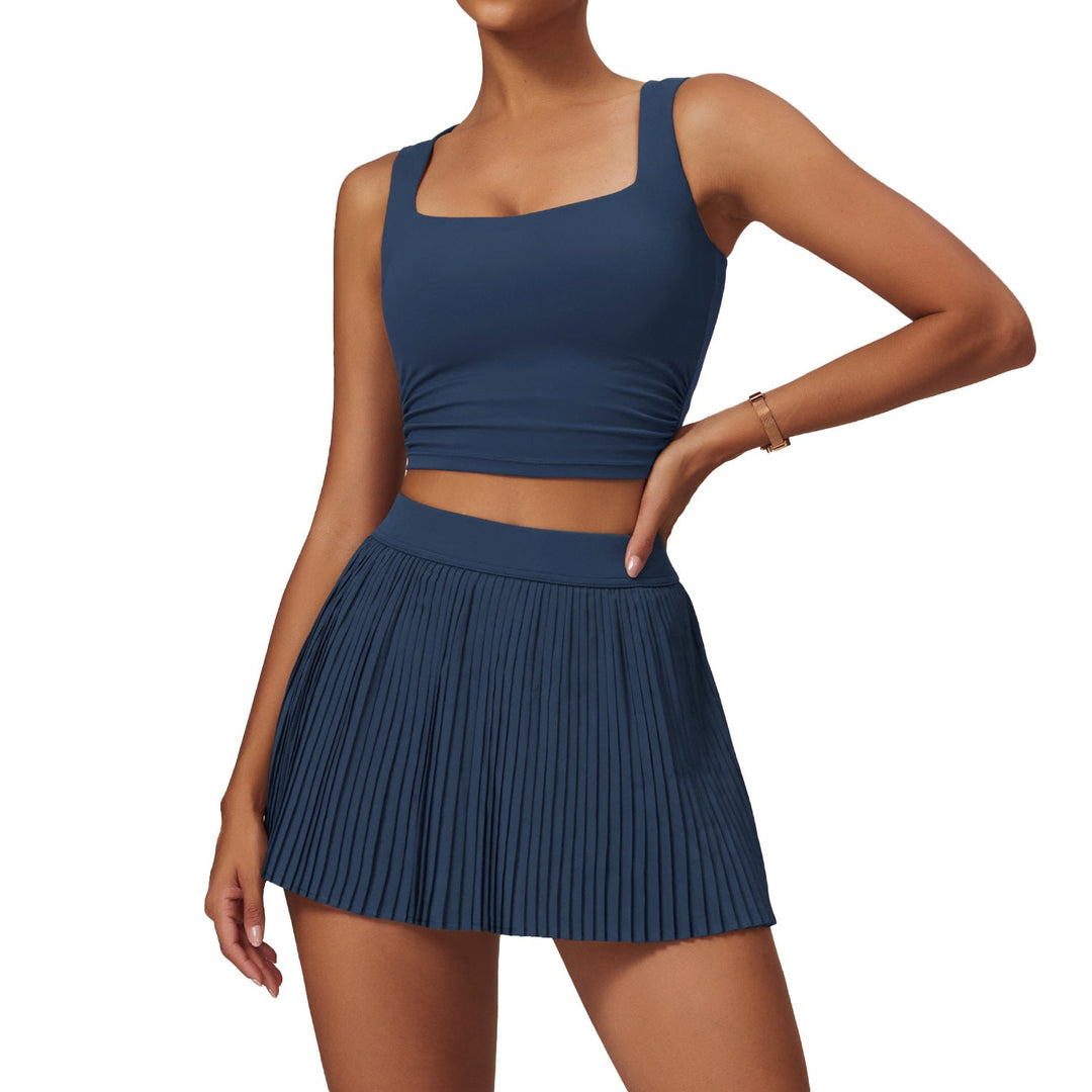 Pleated High Rise Tennis Skirt With Built In Shorts