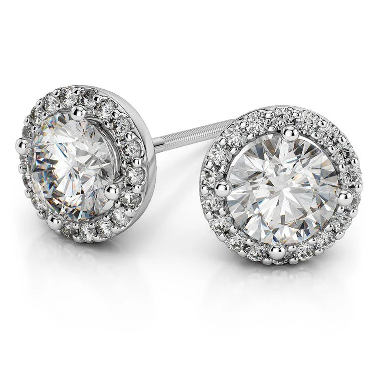 Classic Round Halo Stud Earrings