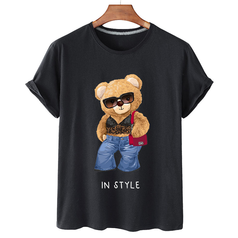 „In Style“ Bär Kurzarm-Grafik-Tee