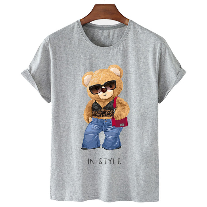 „In Style“ Bär Kurzarm-Grafik-Tee