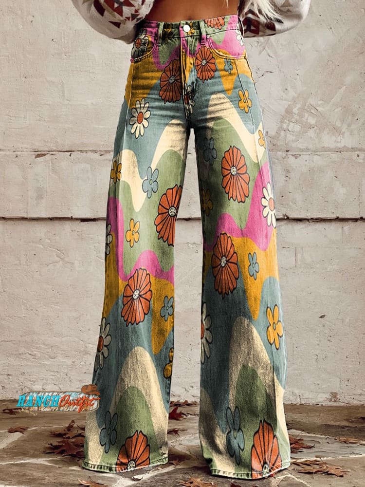 Blume | Vintage Ausgestellte Hose