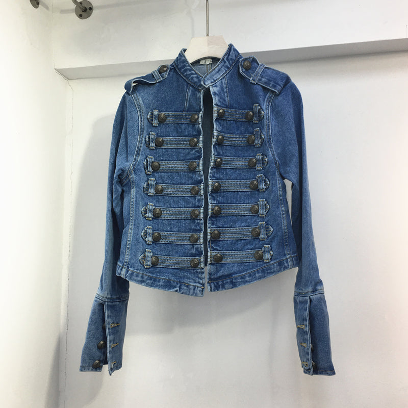 Retro-Denim-Jacke im Militärstil