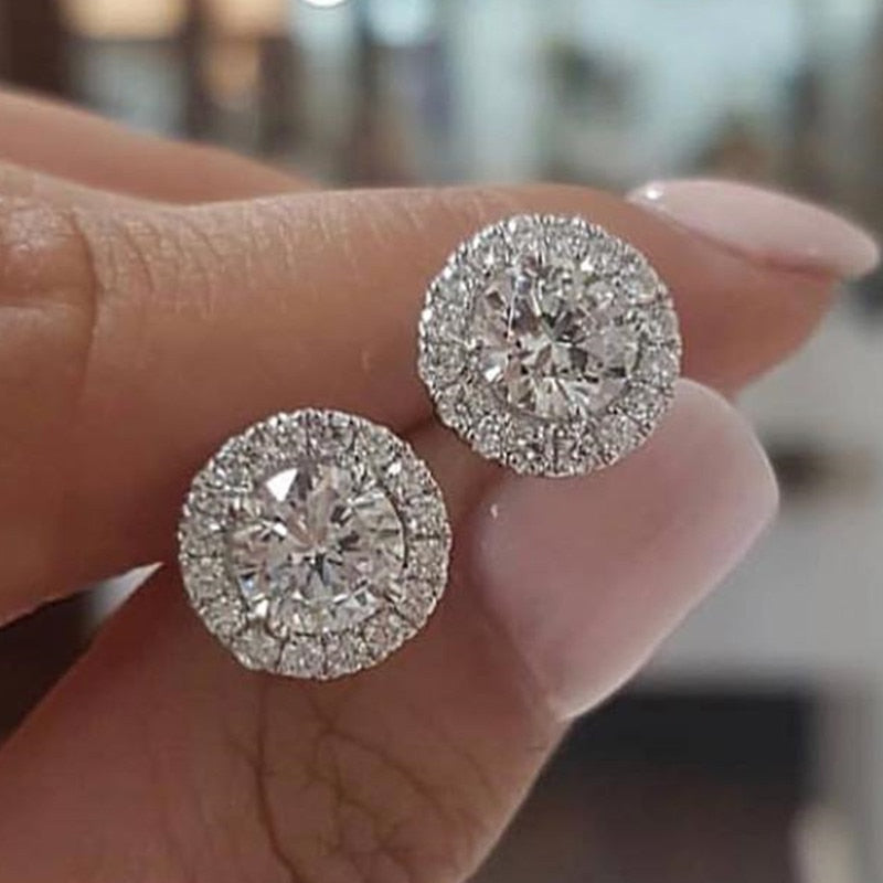 Classic Round Halo Stud Earrings