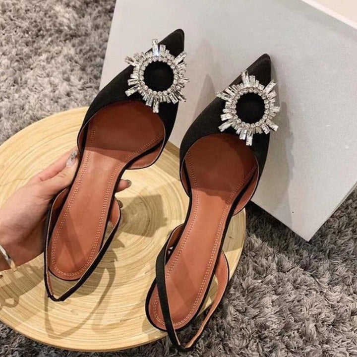 Satin Swarovski Crystal Slingback Heels