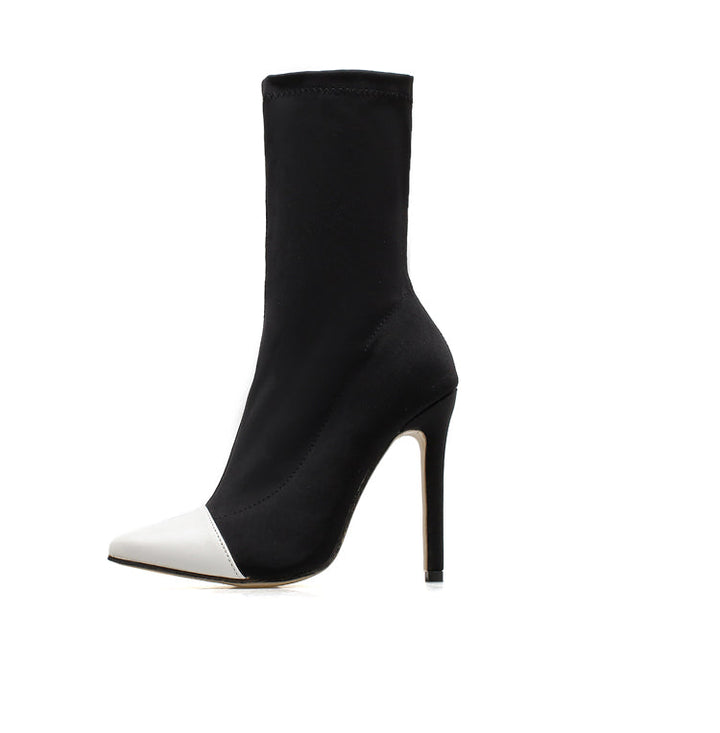 "ZOE" Black & White Ankle Boots