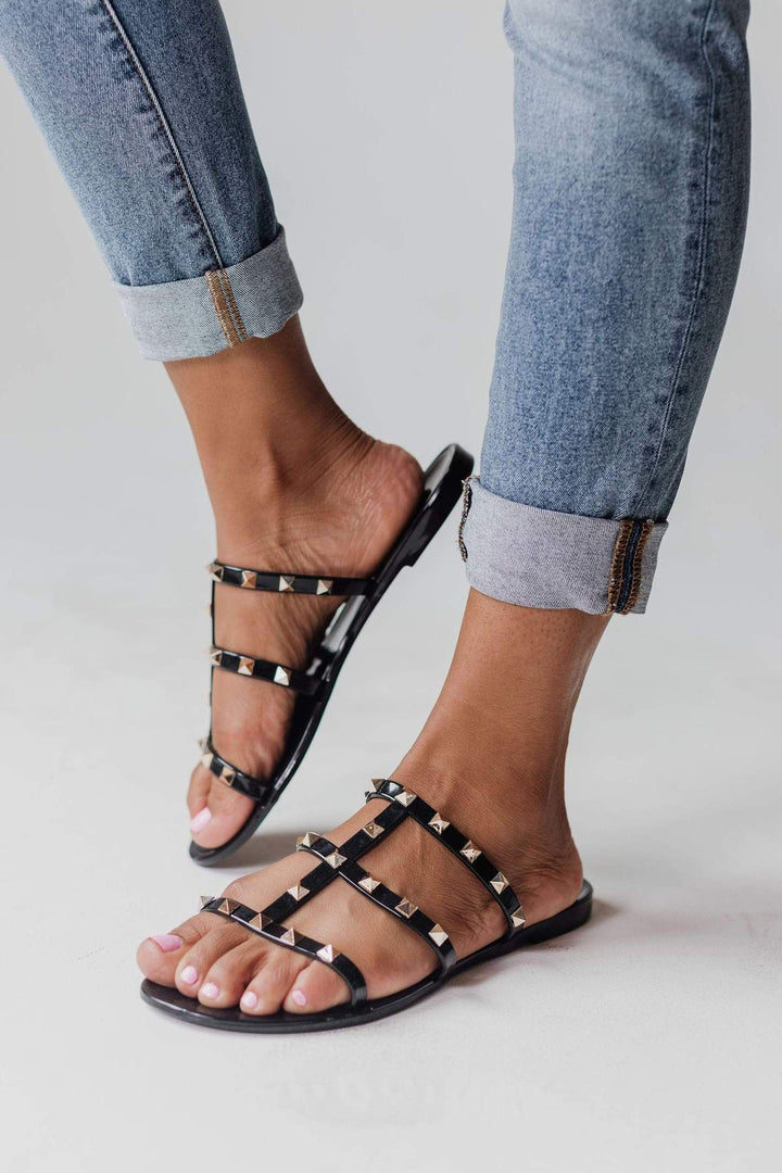 Gold Studded Jelly Cage Sandal