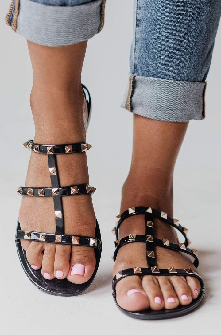 Gold Studded Jelly Cage Sandal