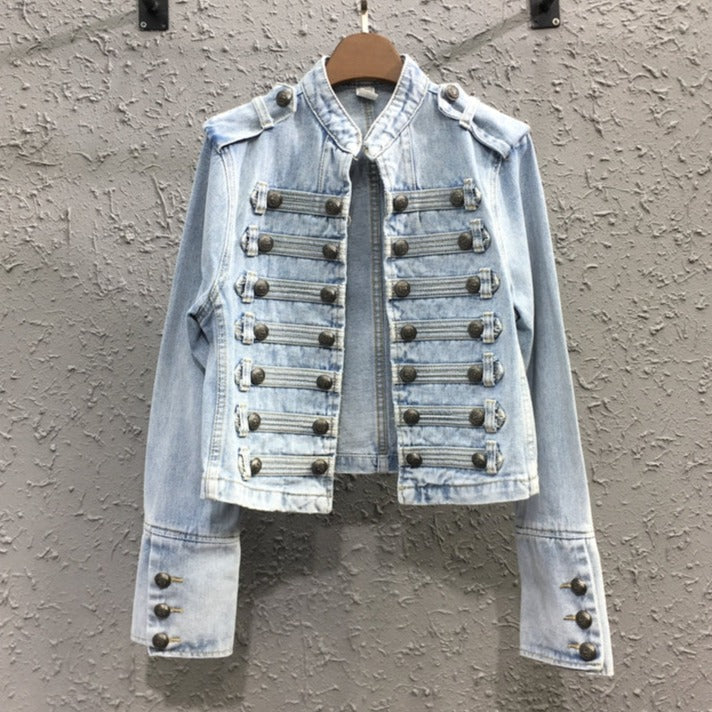 Retro-Denim-Jacke im Militärstil