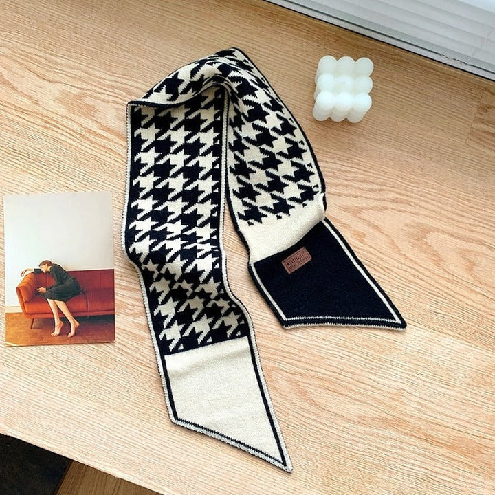 Houndstooth Cashmere Neck Tie/Bag Scarf