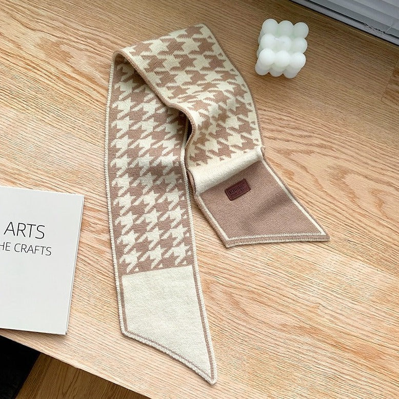 Houndstooth Cashmere Neck Tie/Bag Scarf